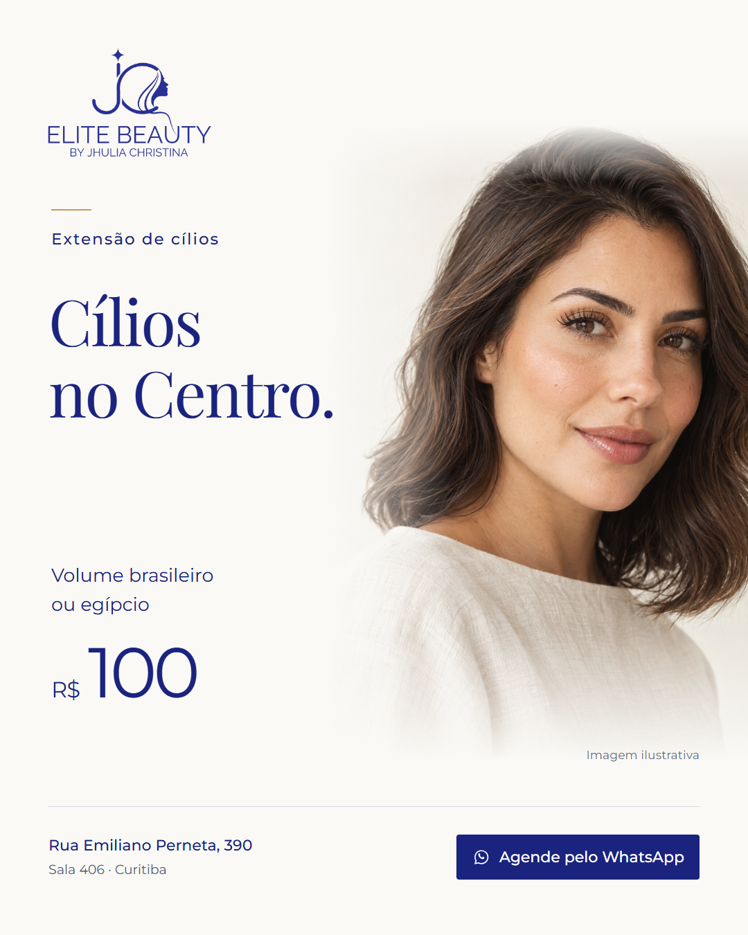 Cílios no Centro: extensão de cílios brasileiro ou egípcio por R$100